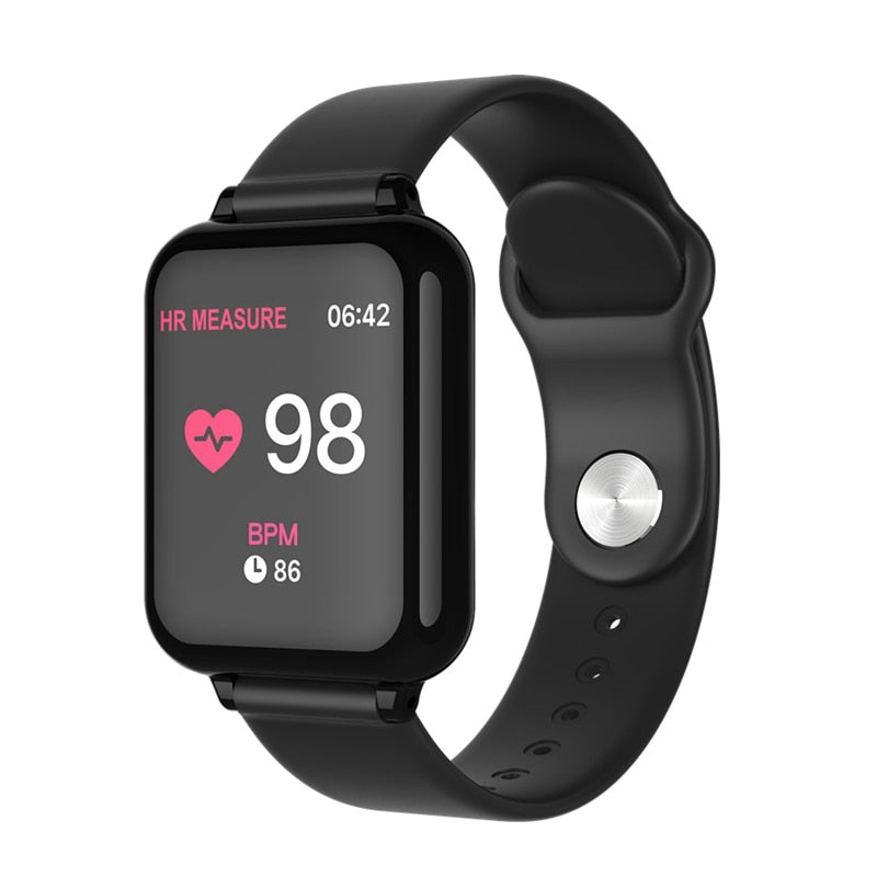 Apple Compatible B57 Color Screen Sports Smart Watch-Black on Black-BlueRockCanada