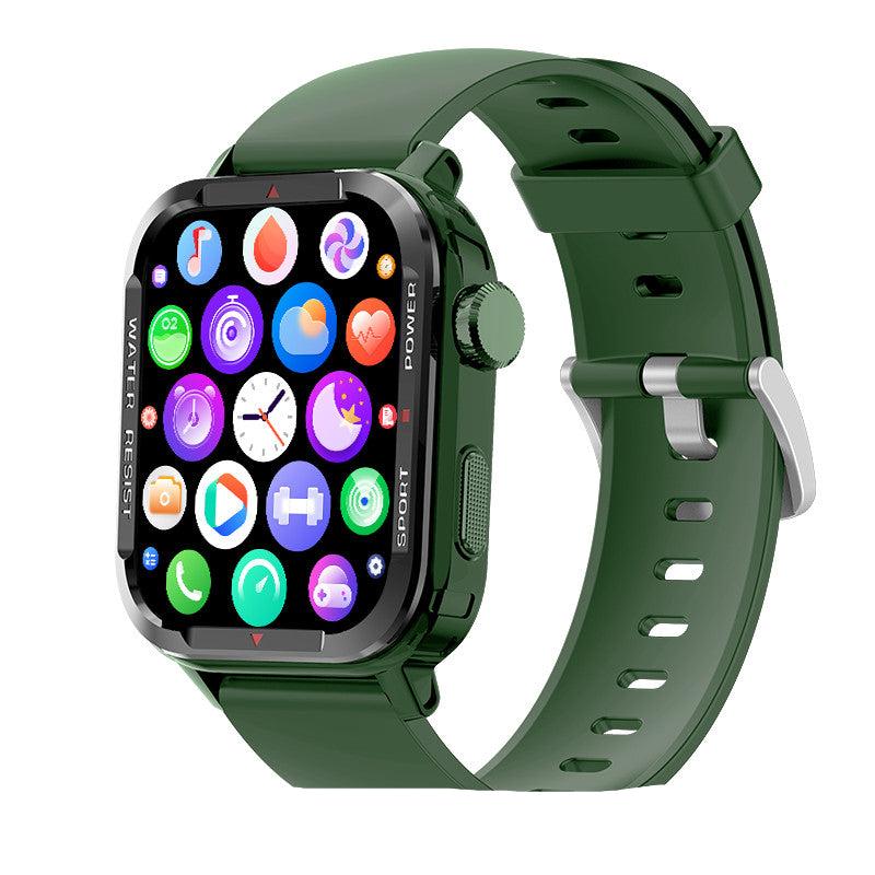 Bluetooth Tank Sports Smartwatch - BlueRockCanada Army Green / As Shown, Army Green / With 2PCS Watch Strap, Black / As Shown, Black / With 2PCS Watch Strap, Silver / As Shown, Silver / With 2PCS Watch Strap
