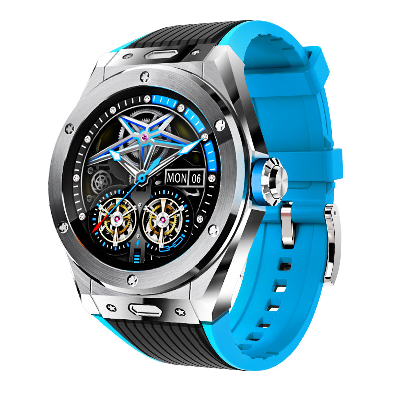 MV58 Sports Smart Watch Bluetooth Call Music Pedometer Sleep Heart Rate Monitoring-Black On Blue Strap-BlueRockCanada