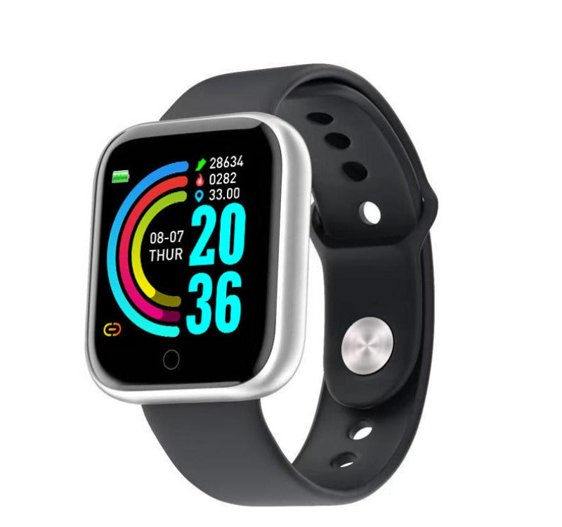 Y68 Smart Watch USB Smart Bracelet Direct Charging-Silver on Black-BlueRockCanada