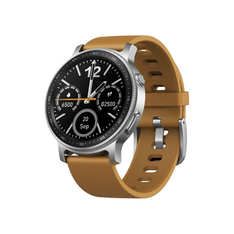 Zeblaze GTR 2 BT Call Smart Watch Blood Pressure Heart Rate Monitoring-Stainless Face on a Khaki Strap-BlueRockCanada