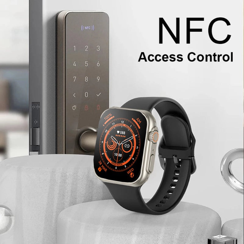 Waterproof Smartwatch Ultra With Smart Touch Sports Bracelet - BlueRockCanada Titanium Cool Black Strap, Titanium Gold Orange Strap