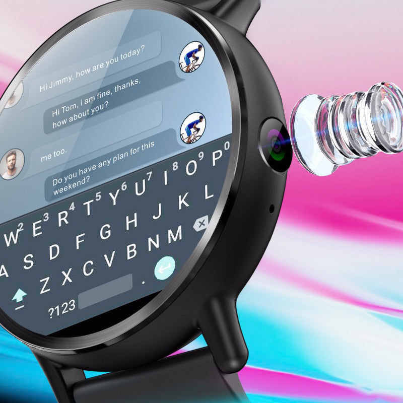 Sports Smartwatch Big Screen 4G Full Netcom Video Call Silicone Bracelet - Black - BlueRockCanada