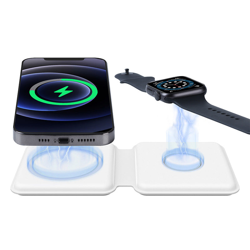 2 In 1 Magnetic Absorption Wireless Charging Station Pad Qi Compatible - BlueRockCanada Black / USB, White / USB