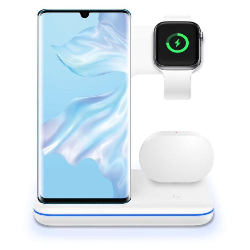 Wireless 3 In 1 Charger Pad Compatible with most phones, Smart Watch & Earbuds - BlueRockCanada Black Charger Only, White Charger Only, Black With Charger Plug Combo, Black Charging Plug US, White With Charger Plug Combo