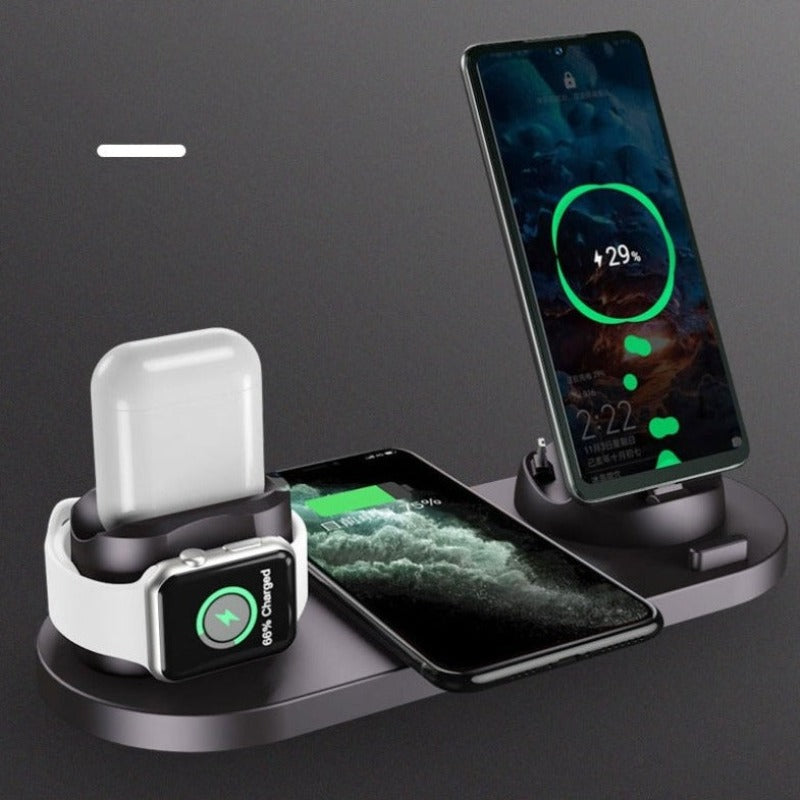 3 In 1 Wireless Charger Station With Digital LED Alarm Clock And Night Light - BlueRockCanada White / 1PCS, Lake Green / 1PCS, Dark green / 1PCS, Black / 1PCS, Elegant black / 1PCS