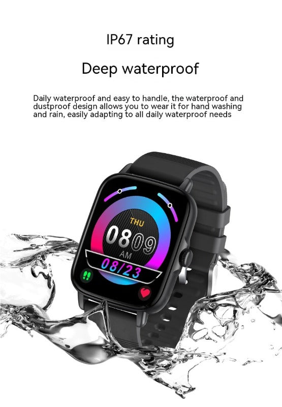 KT58 Smart Watch BT Heart Rate Blood Pressure Oximeter Smart Bracelet-Black-BlueRockCanada