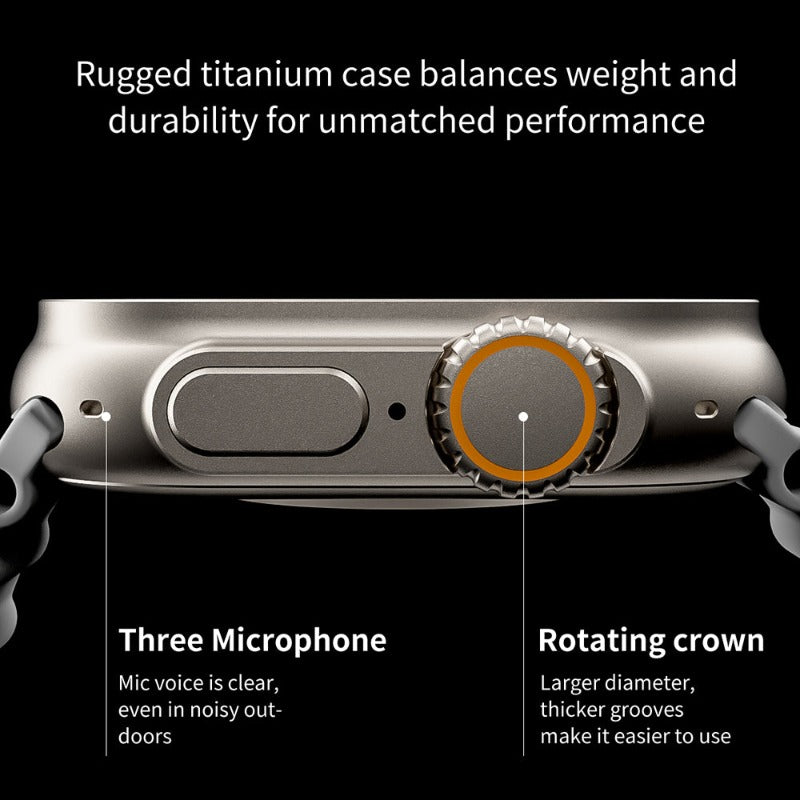 Waterproof Smartwatch Ultra With Smart Touch Sports Bracelet - BlueRockCanada Titanium Cool Black Strap, Titanium Gold Orange Strap