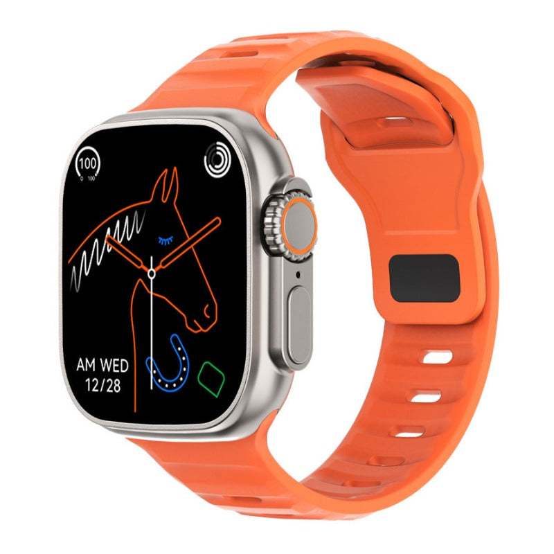 DT8 Smart Watch Fully Compatible System- Titanium on Orange Strap - BlueRockCanada