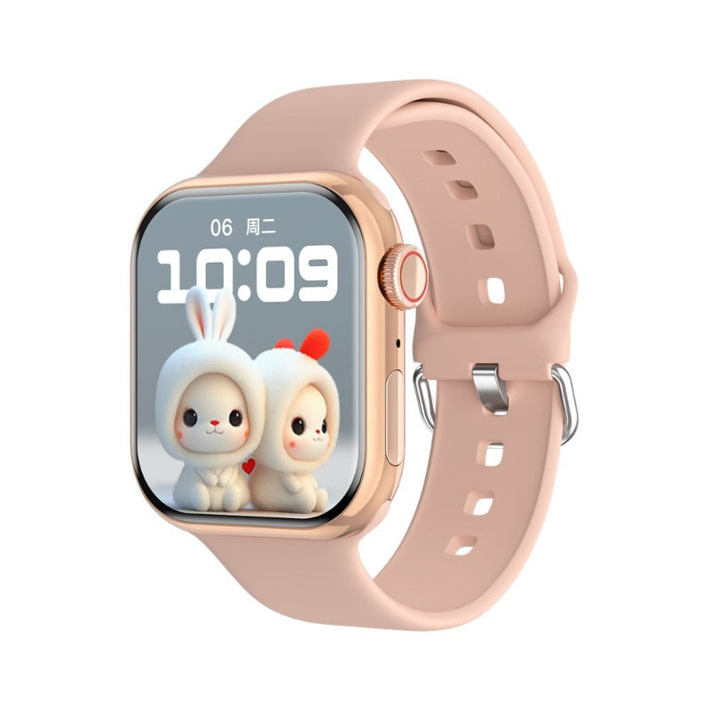 New IW9 Smart Watch Apple Compatible -Gold Face on Pink Strap - BlueRockCanada