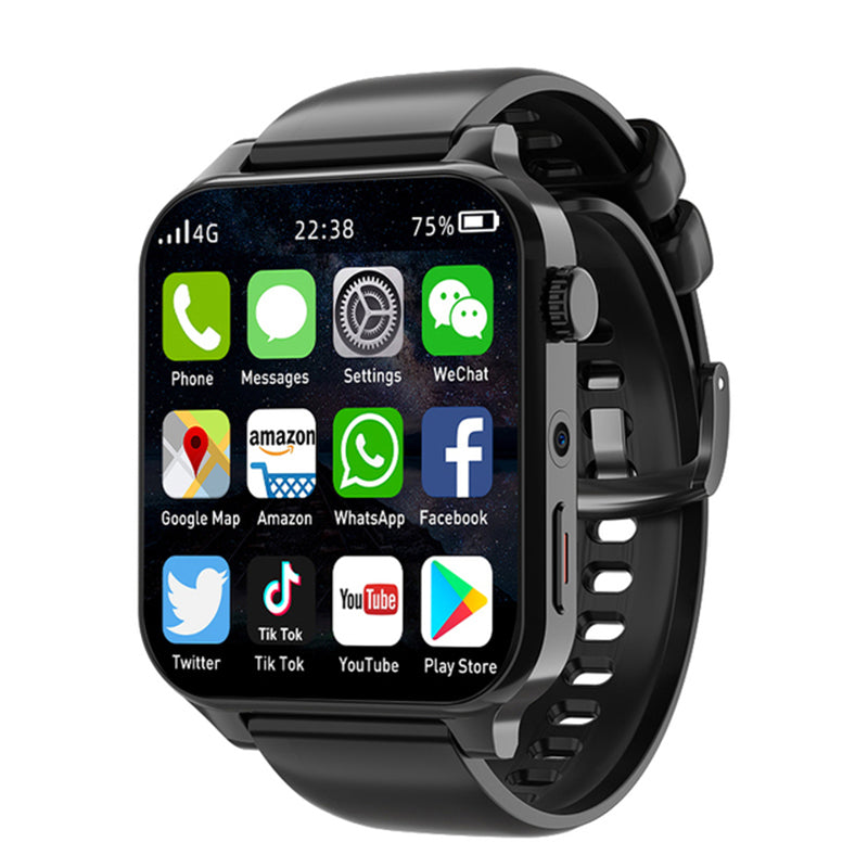 Android Smart Watch HD Large Screen To Play Games And Listen To Music-Black On Black-BlueRockCanada