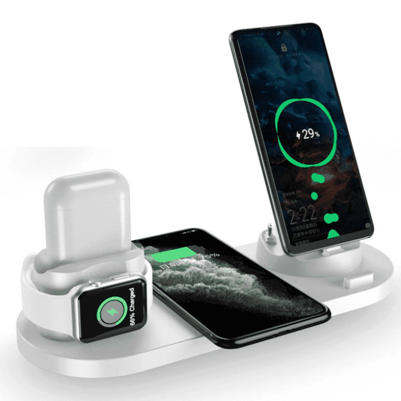 3 In 1 Wireless Charger Station With Digital LED Alarm Clock And Night Light - BlueRockCanada White / 1PCS, Lake Green / 1PCS, Dark green / 1PCS, Black / 1PCS, Elegant black / 1PCS