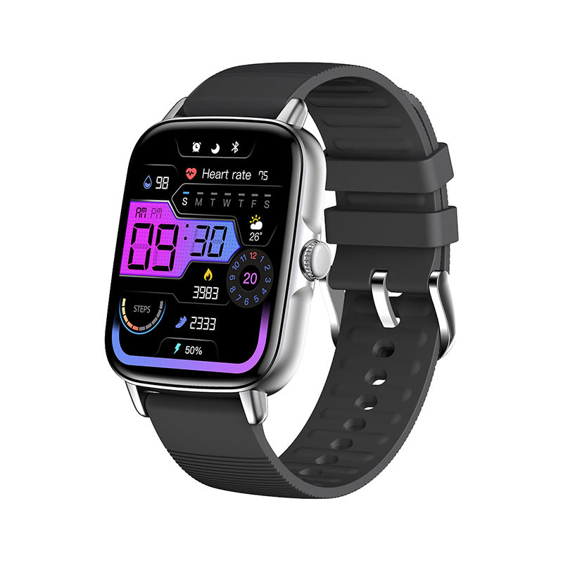 KT58 Smart Watch BT Heart Rate Blood Pressure Oximeter Smart Bracelet-Silver Black-BlueRockCanada