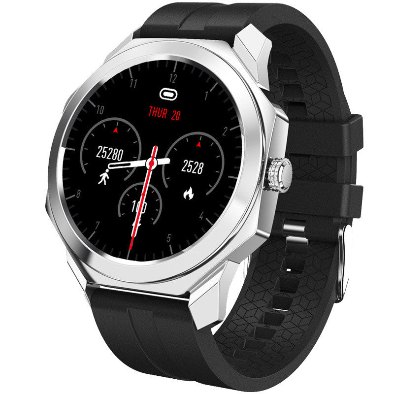 R68 Sports Bluetooth Smart Watch Heart Rate Sleep Monitoring Watch-Stainless Steel on Black-BlueRockCanada