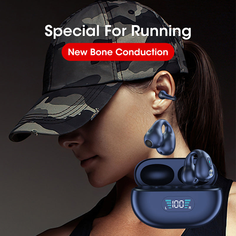 Bone Conduction Bluetooth 5.3 Wireless Sports Ear Clip Headphones - BlueRockCanada Black, Khaki, White