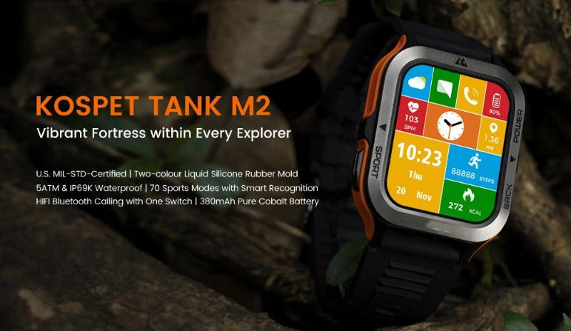 Kospet Tank M2 Waterproof Smartwatch - BlueRockCanada Black, Orange, Red
