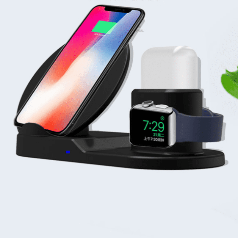 Wireless Charger 3-in-1 Compatible with Apple products - BlueRockCanada Black With US Charging Plug / 1pcs, White Base Only / 1pcs, Black Base Only / 1pcs, White With US Charging Plug / 1pcs