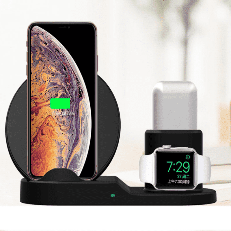 Wireless Charger 3-in-1 Compatible with Apple products - BlueRockCanada Black With US Charging Plug / 1pcs, White Base Only / 1pcs, Black Base Only / 1pcs, White With US Charging Plug / 1pcs
