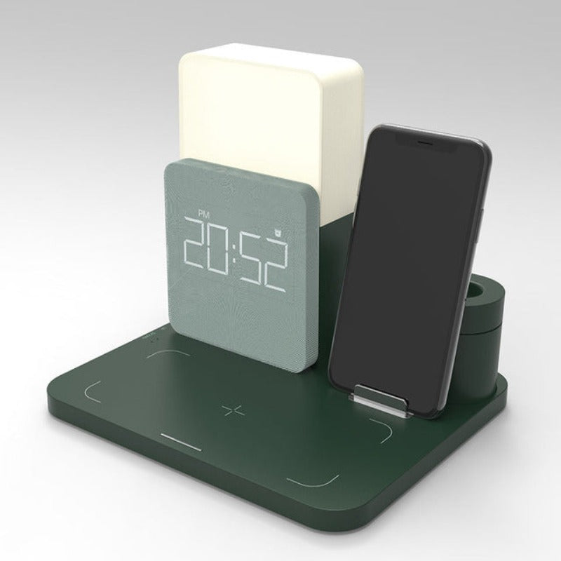 3 In 1 Wireless Charger Station With Digital LED Alarm Clock And Night Light - BlueRockCanada White / 1PCS, Lake Green / 1PCS, Dark green / 1PCS, Black / 1PCS, Elegant black / 1PCS
