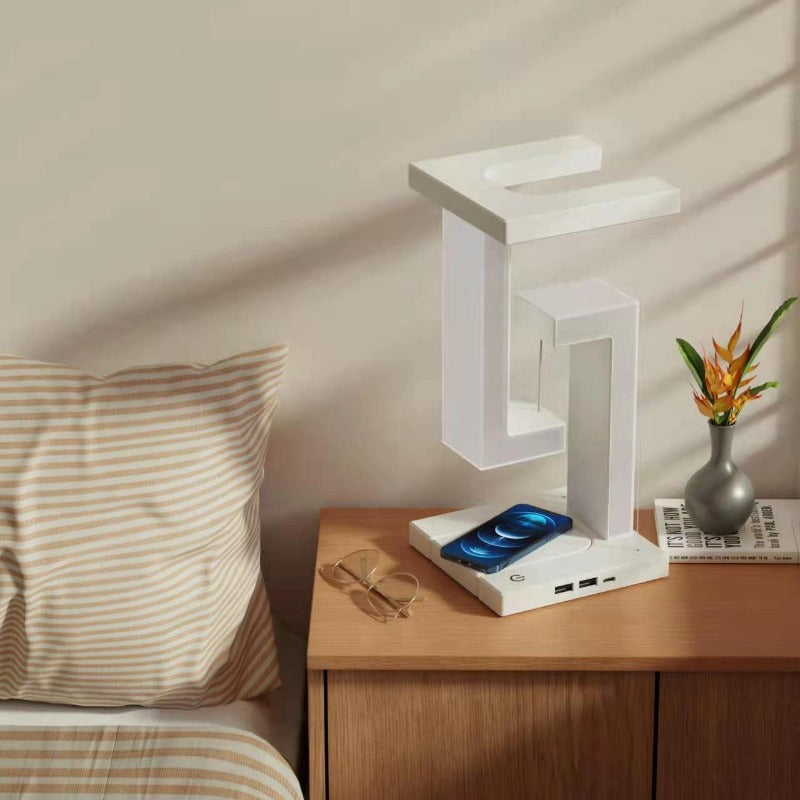 Office Desk Smartphone Wireless Charging Station Table Lamp - BlueRockCanada White wireless charging, White classic