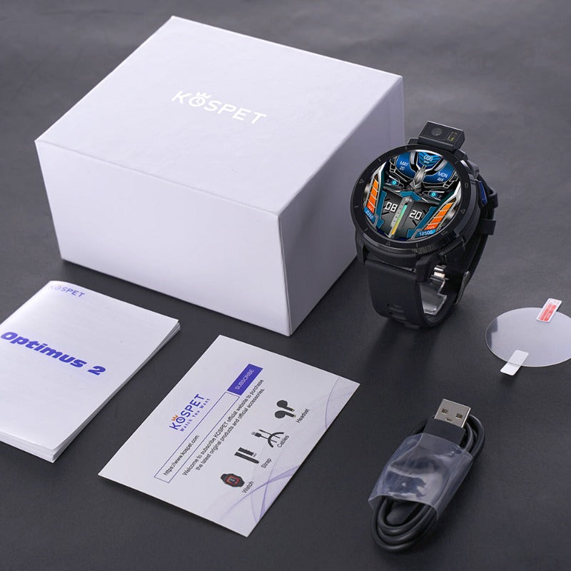 KOSPET Optimus 2 Smart Watch 4G Card 13 Million Pixel Super-capacity Battery - BlueRockCanada Black