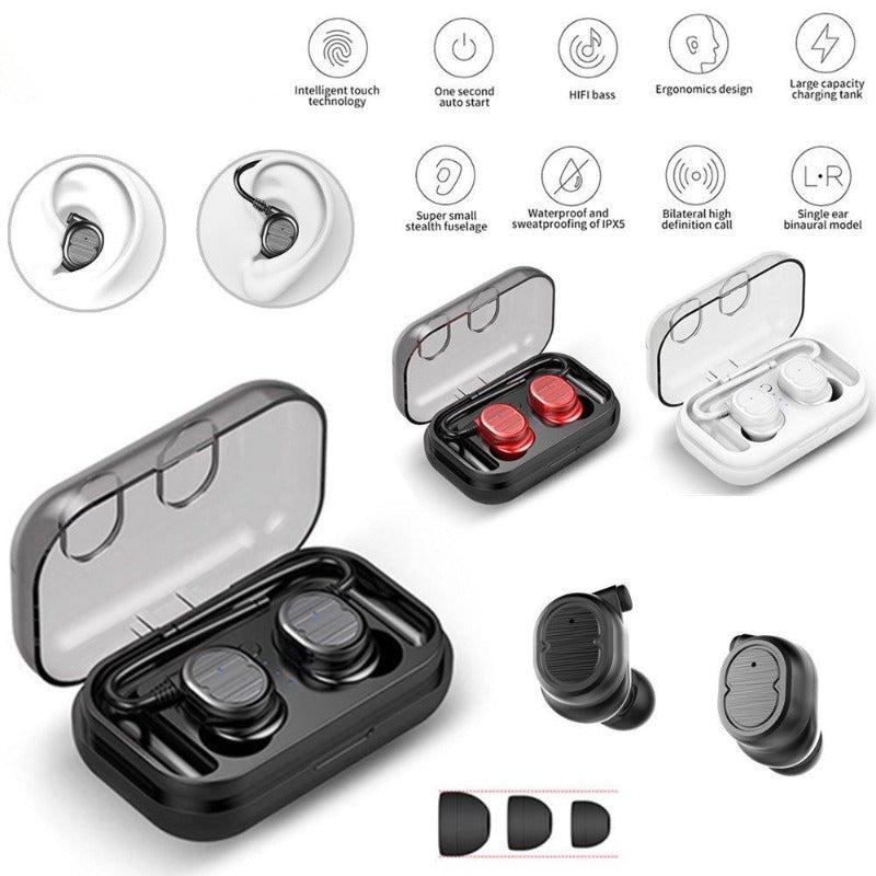 Mini True Wireless  5.0 Twin Earbuds Headphones - BlueRockCanada Black